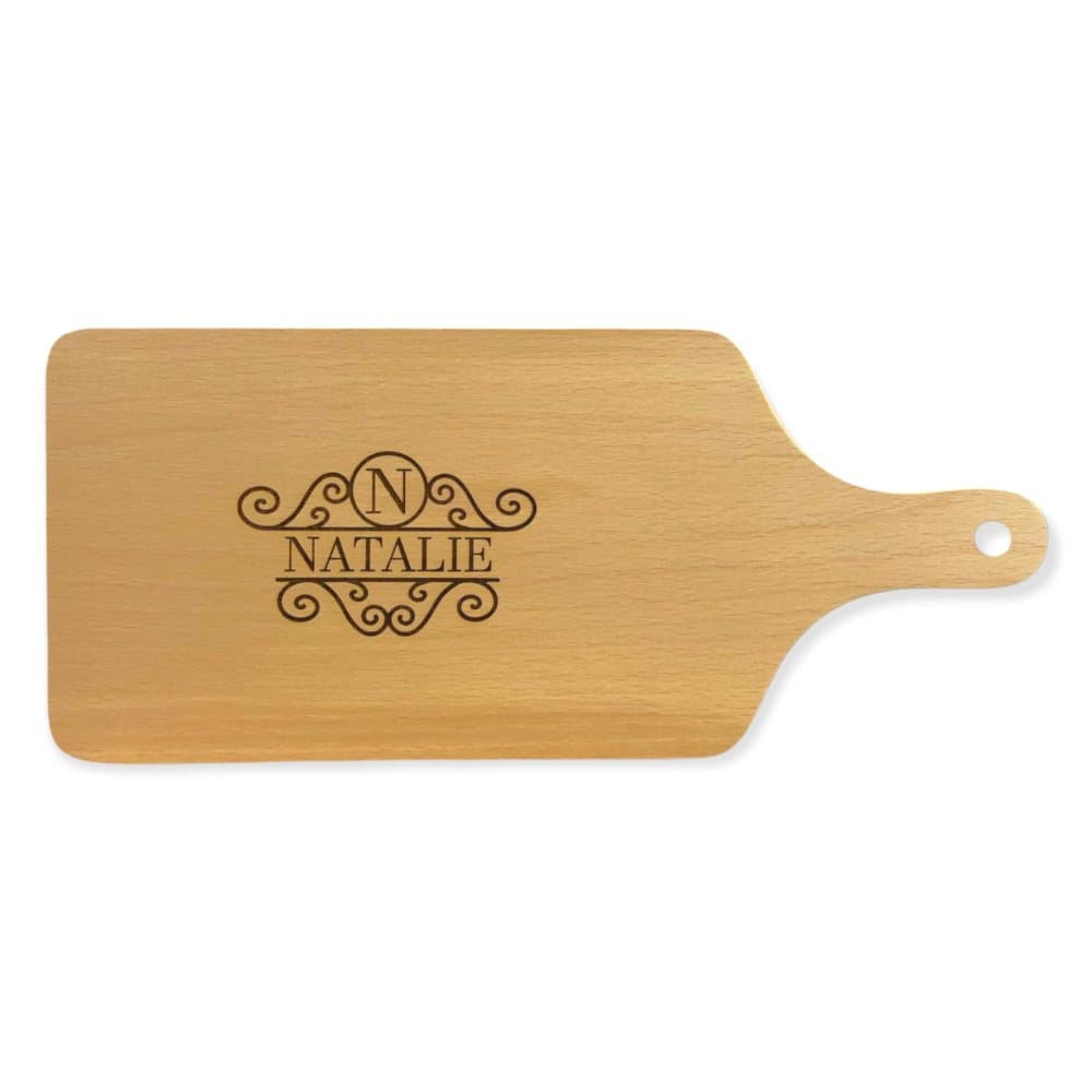 Stor personlig skärbräda i bok med handtag - monogram