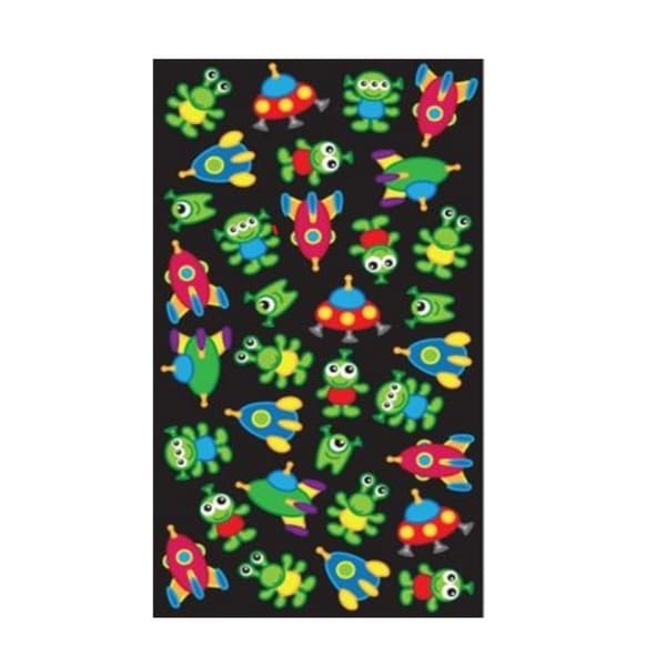 Purple Peach Glow In The Dark Alien Stickers Green/Red One Size