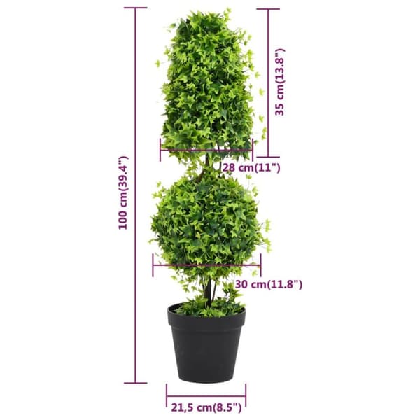 vidaXL Konstväxt buxbom med kruka 100 cm grön