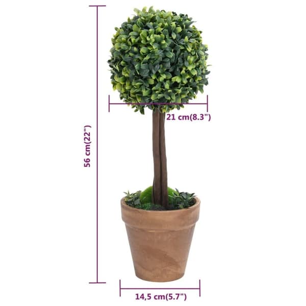 vidaXL kunstige buksbom med krukker 2 stk. 56 cm kugleformet grøn