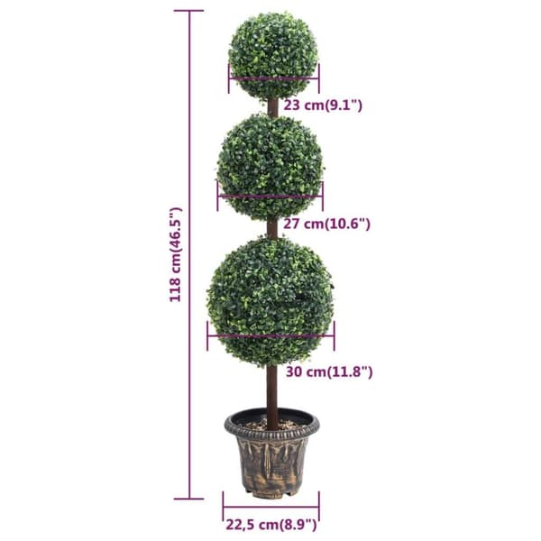 vidaXL Konstväxt buxbom bollformad med kruka 118 cm grön