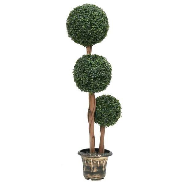 vidaXL Tekokasvi puksipuu ruukulla pallonmuotoinen vihreä 119 cm