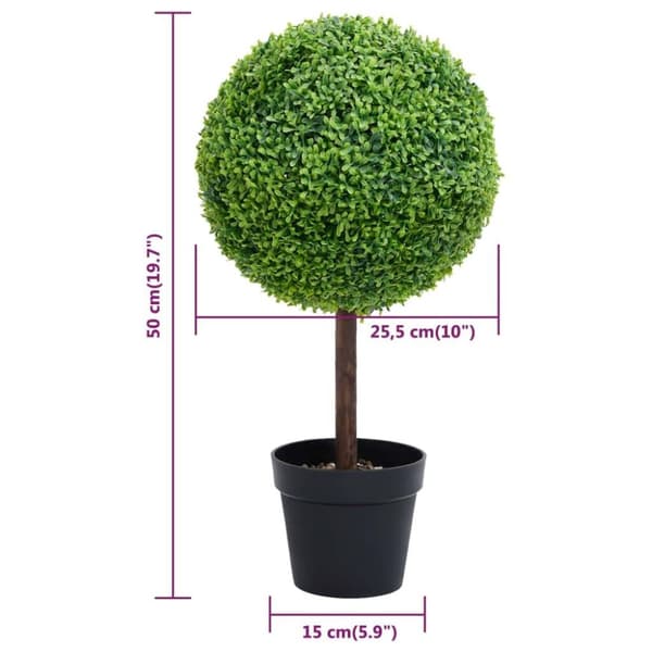 vidaXL Konstväxt buxbom bollformad med kruka 50 cm grön