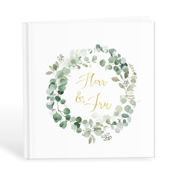 Gästbok Herr & Fru med krans av eukalyptus