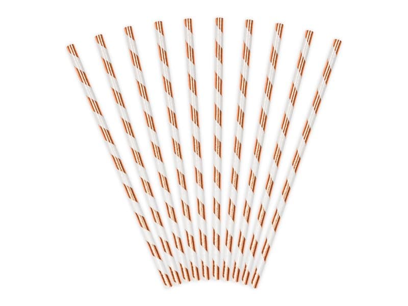 Sugrör rosé/vit Randiga, 10-pack