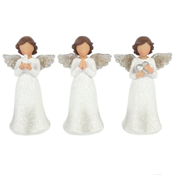 Something Different Peace Pray Love Glitter Angel Ornament Set (pakke med 3) White/Brown One Size