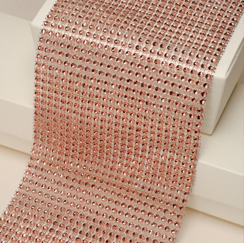 Strassband i roséguld 12 cm x 8,6 m.