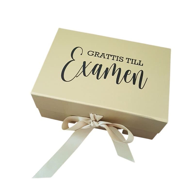Presentbox Guld, 23,5 cm. Egen text