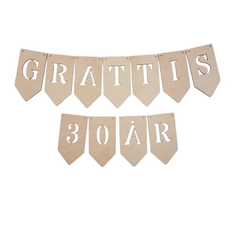 Vimpel i trä "Grattis 30 år"