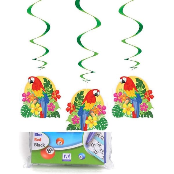 Unique Party Luau Tropical Island Hanging Decoration (Pack of 3) Multicoloured One Size