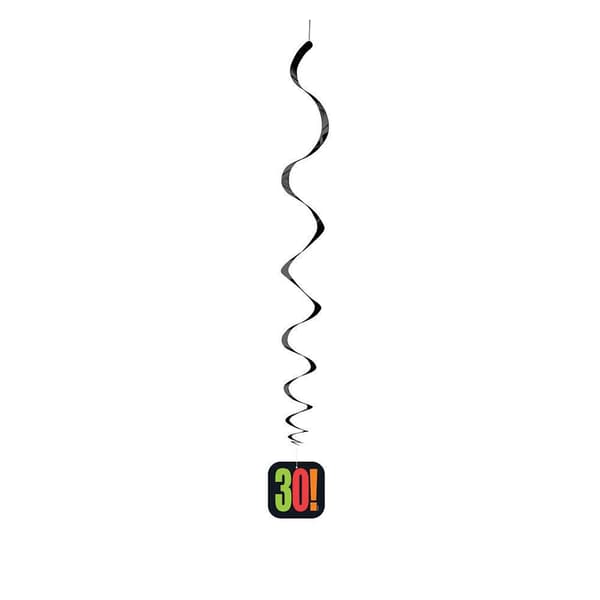 Unique Party Cheer 30th Birthday Hanging Decoration (Pack of 3) Black/Green/Red One Size