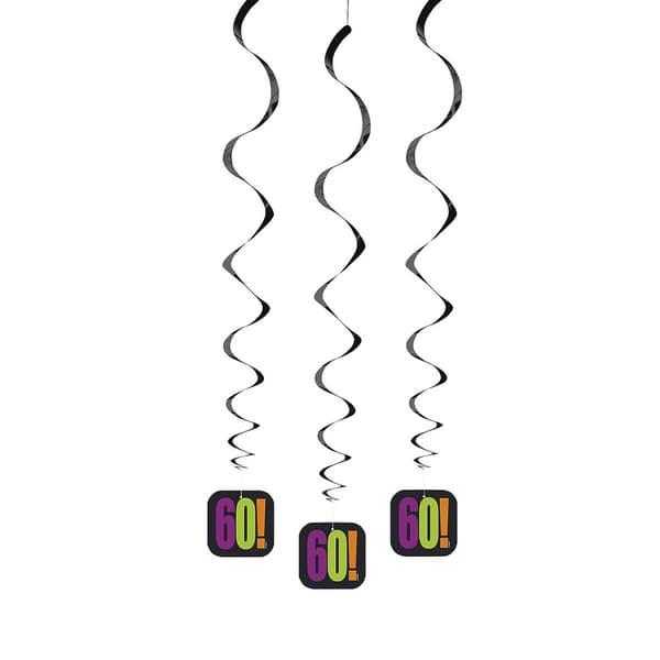 Unique Party Cheer 60th Birthday Streamers (Pack of 3) Black/Multicoloured One Size