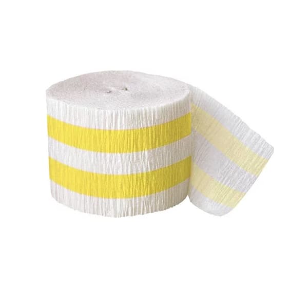 Unique Party Crepe Paper Striped Streamers White/Yellow One Size