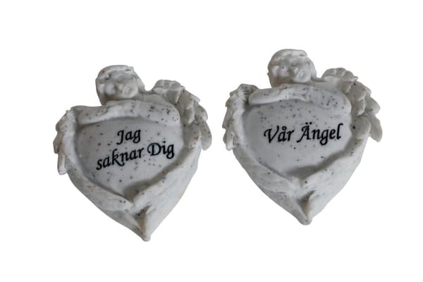 Gravdekoration Hjärta Vitt Vår Ängel 9 cm