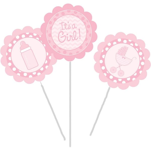 Creative Converting It´s A Girl Party Centrepiece (Pack of 3) Pink One Size