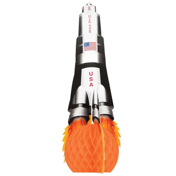 Creative Party Honeycomb Rocket Party Centrepiece Orange/Black/White One Size