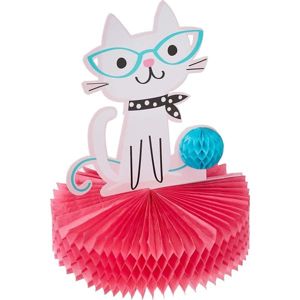 Creative Party Honeycomb Cat Party Centrepiece White/Red/Blue One Size