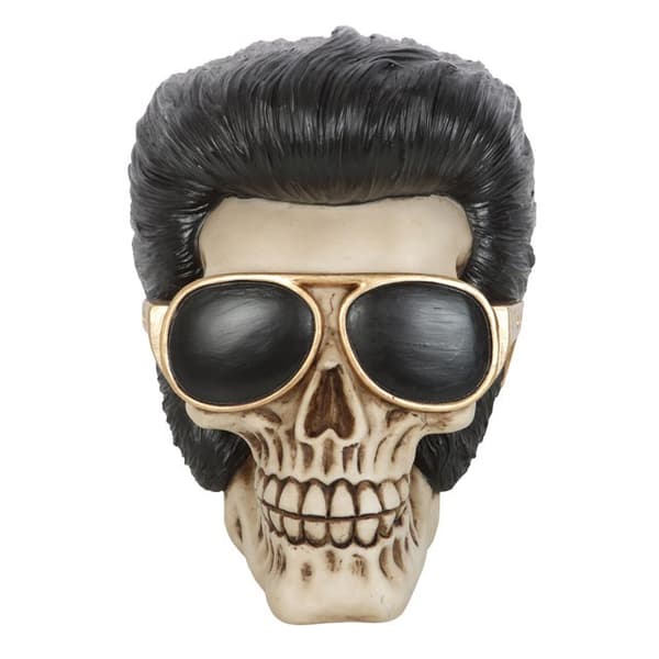 Something Different Rockstar Skull Ornament Black/White/Gold One Size