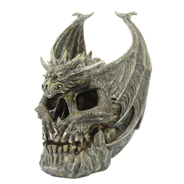 Spiral Direct Draco Dragon Skull Ornament Grey/Brass One Size