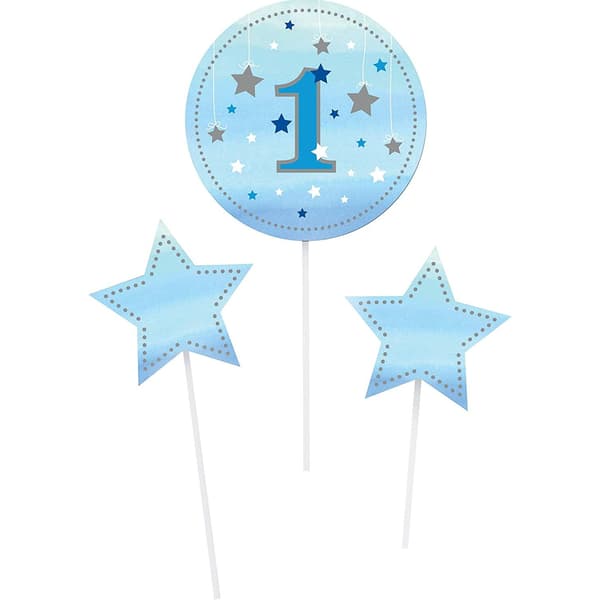 Creative Party Twinkle Little Star 1st Birthday Sticks (Pack of 3) Blue One Size