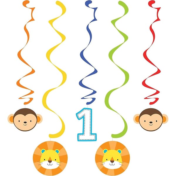 Creative Party Zoo Animals Hanging Decoration (Pack of 5) Multicoloured One Size