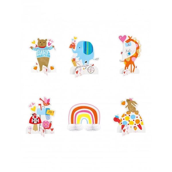Unique Party Zoo Baby Shower Table Decoration (Pack of 6) Multicoloured One Size