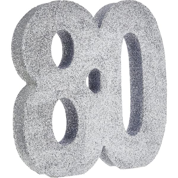 Creative Party Glitter 80th Table Decoration Silver One Size