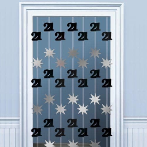 Amscan Time To Party 21st Birthday Door Decoration Black/Silver One Size