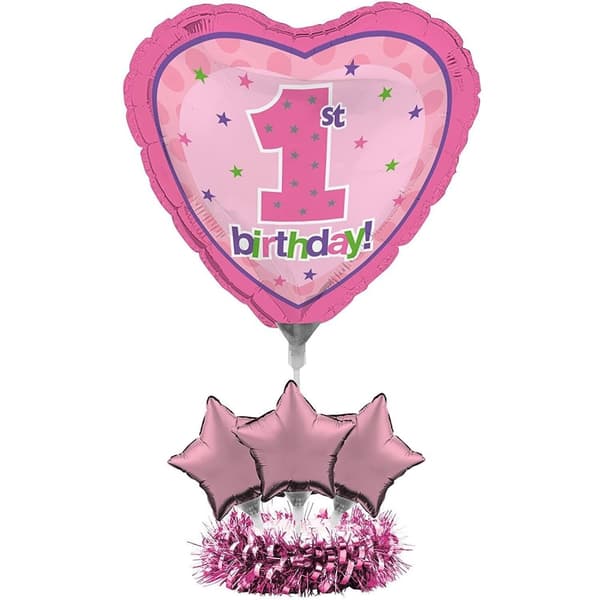 Heart 1st Birthday Party Centrepiece Set Multicoloured One Size