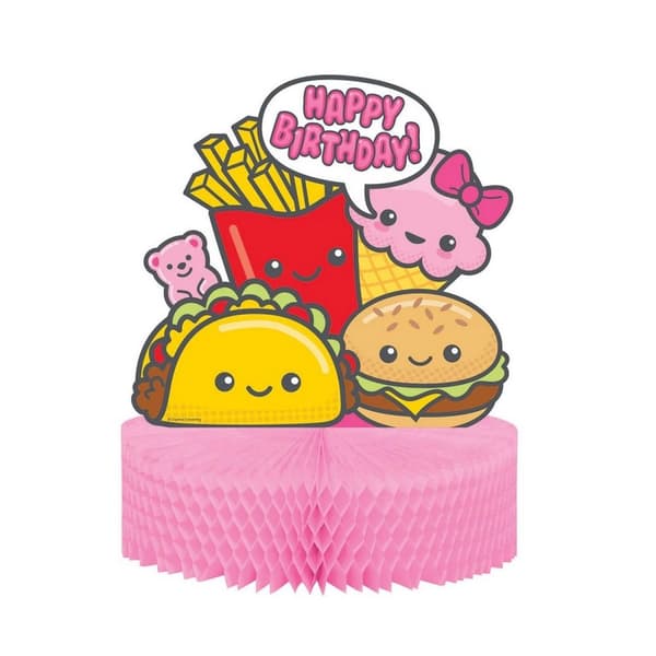 Creative Party Tissue Paper Junk Food Birthday Party Centrepiece (Pack of 6) Pink/Yellow/Brown 13in