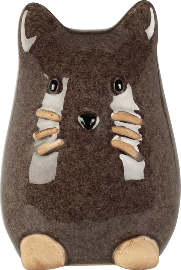 Katt Porslin Vit Brun Beige 13 cm