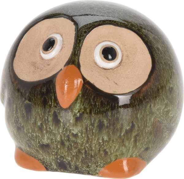 Uggla Porslin Vit Spräcklig Grön 9 cm