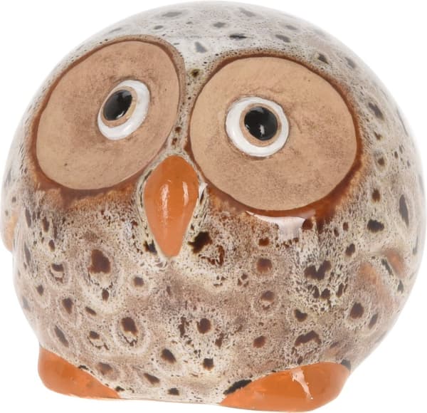 Uggla Porslin Vit Spräcklig Grön 9 cm