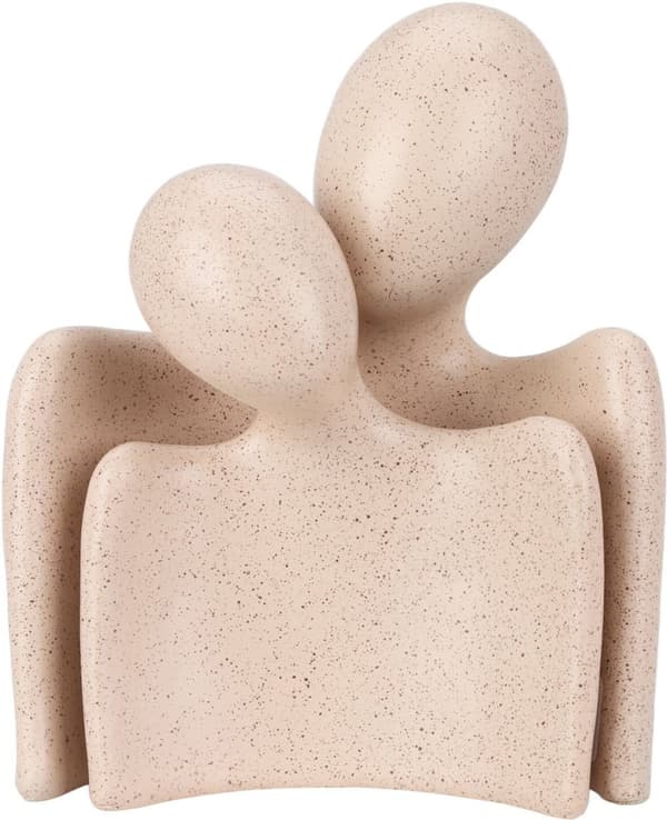 Figur Kram Människor Keramik Grå Svart Beige 17 cm