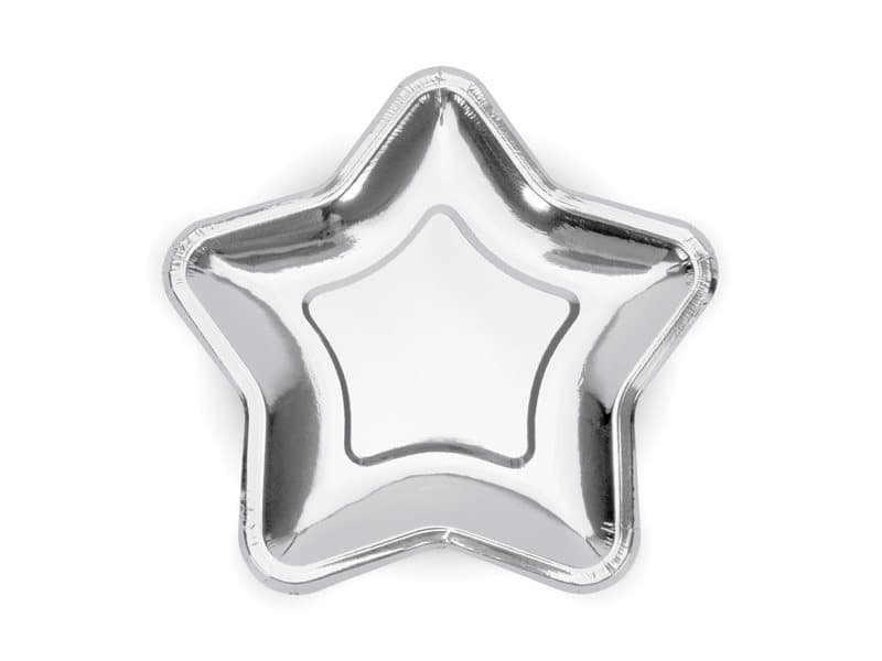 Assiett Stjärna Silver 18 cm, 6-pack