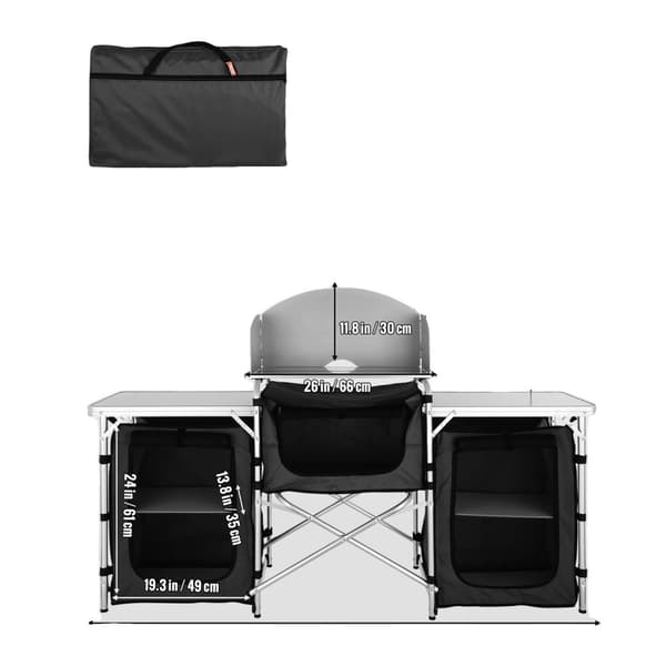 Camping Køkkenbord, Aluminiumramme, Sammenklappeligt Design,Brun