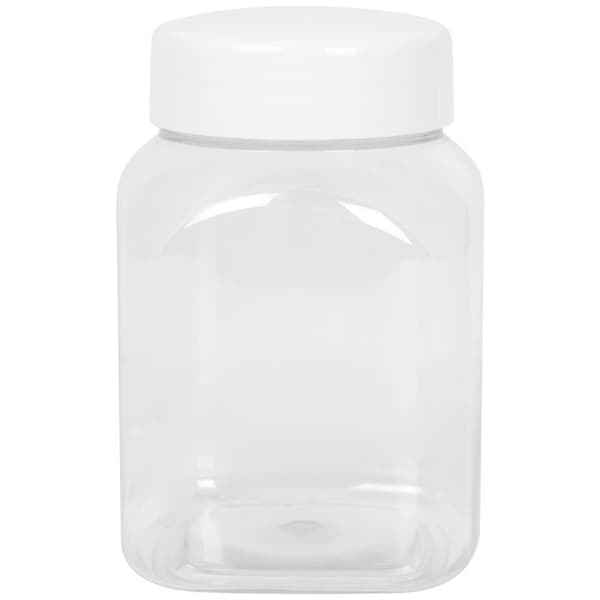 Firkantet krukke med låg, tråd 63/485, gennemsigtig, 500ml