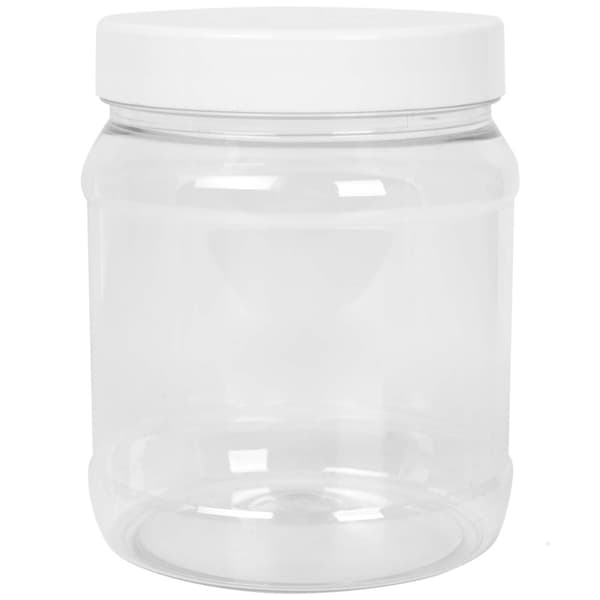 Pyöreä kannellinen purkki, kierre 100/400, läpinäkyvä, 1000 ml