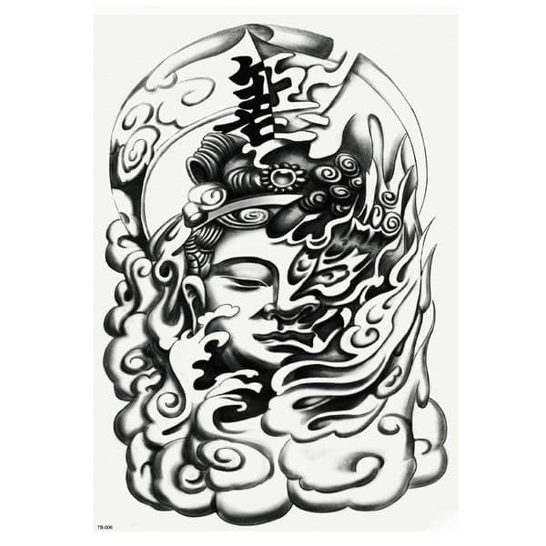 HEL RYGGTAVLA! Tillfällig Tatuering 48 x 34cm - indisk