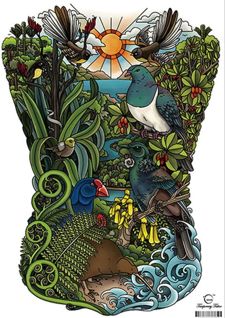 HEL RYGGTAVLA! Tillfällig Tatuering 48 x 34cm - natur