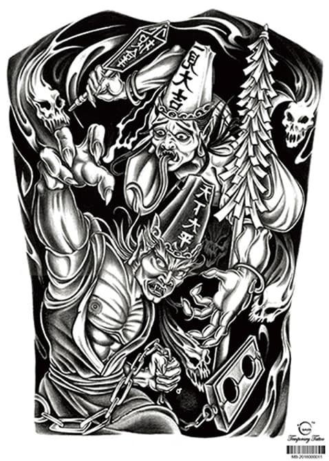 HEL RYGGTAVLA! Tillfällig Tatuering 48 x 34cm - demoner