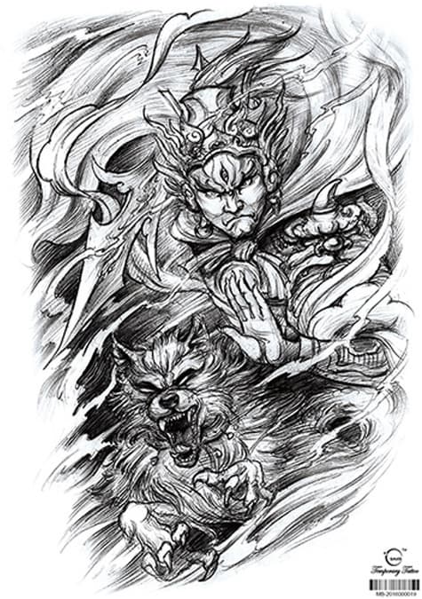 HEL RYGGTAVLA! Tillfällig Tatuering 48 x 34cm - krigare varg