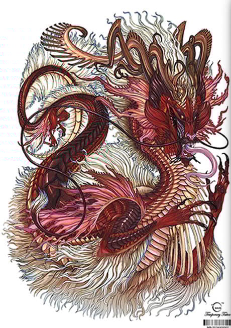 HEL RYGGTAVLA! Tillfällig Tatuering 48 x 34cm - Drake