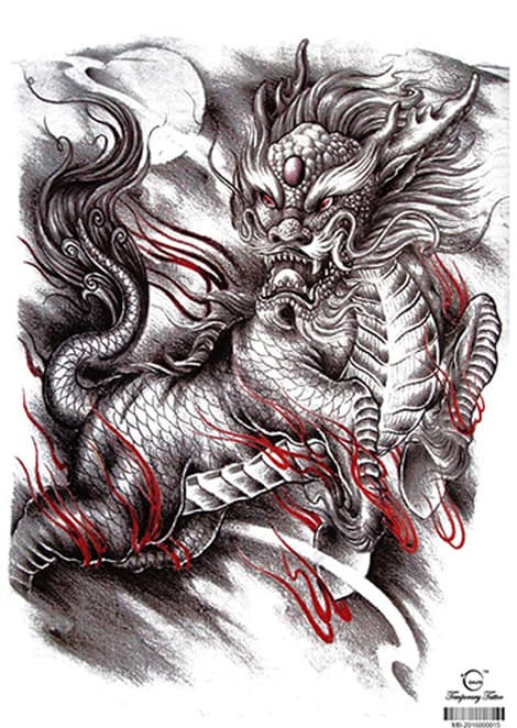 HEL RYGGTAVLA! Tillfällig Tatuering 48 x 34cm - Drake