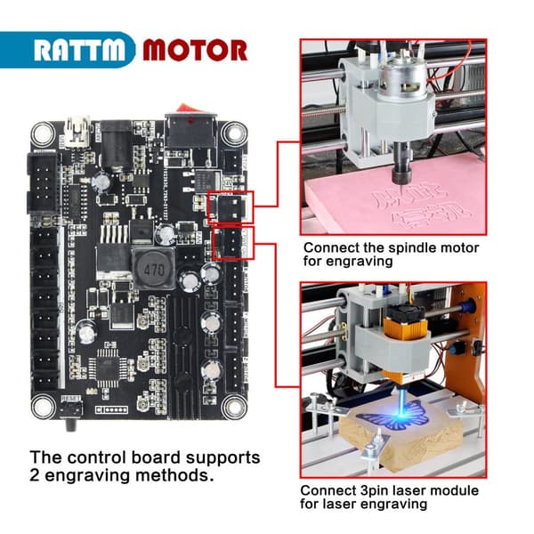 CNC Controller Board, USB GRBL 11 Understøtter Laser, Grænseafbryder, Nødstop