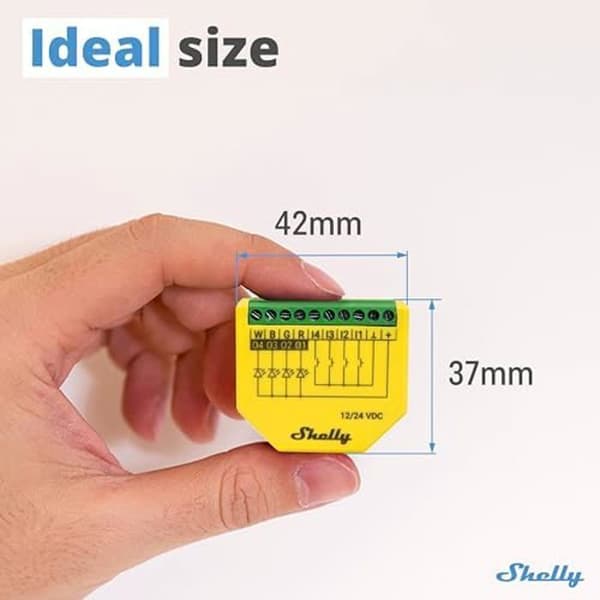 Shelly Plus RGBW PM | Ansluten RGBW-kontrollmodul för Wi-Fi och Bluetooth LED-remsor | 12-24 VDC | Förbrukningsmätare &amp;