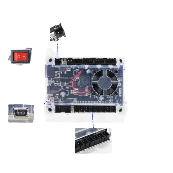CNC Controller Board, USB GRBL 11 Understøtter Laser, Grænseafbryder, Nødstop