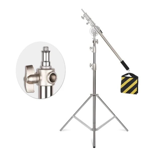Lysstativ, Rustfrit Stål Krydsarm, Teleskopisk Stang, Kun Boom Arm