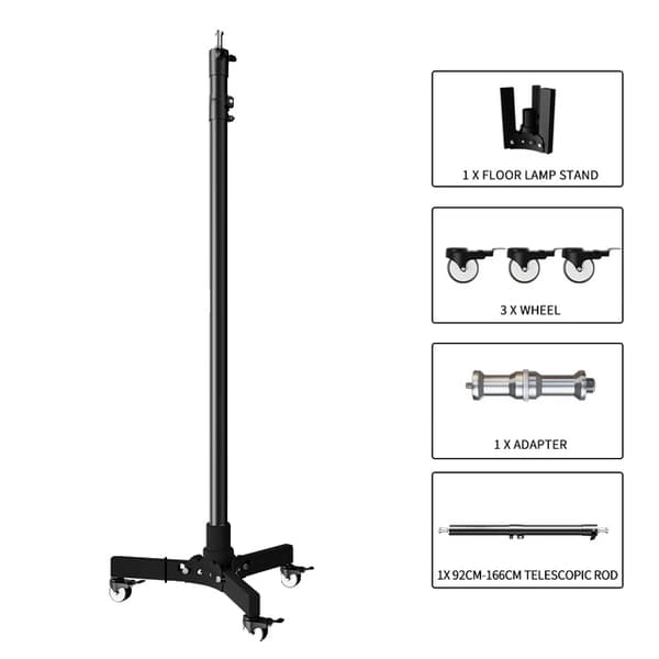 Fotobelysningstativ, Metallkonstruktion, Dubbelanvändning Bakgrundsbelysningsstativ, Bas 183cm Model