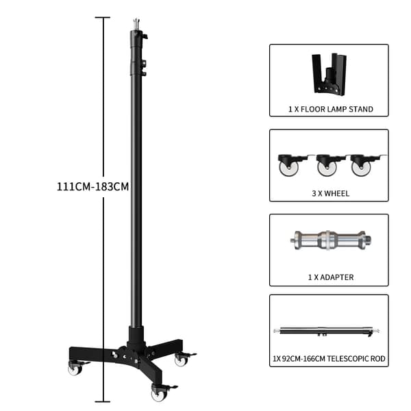 Fotografi Lystativ, Justerbar Højde 56-183 cm, Holdbar Metal Konstruktions,76 cm model